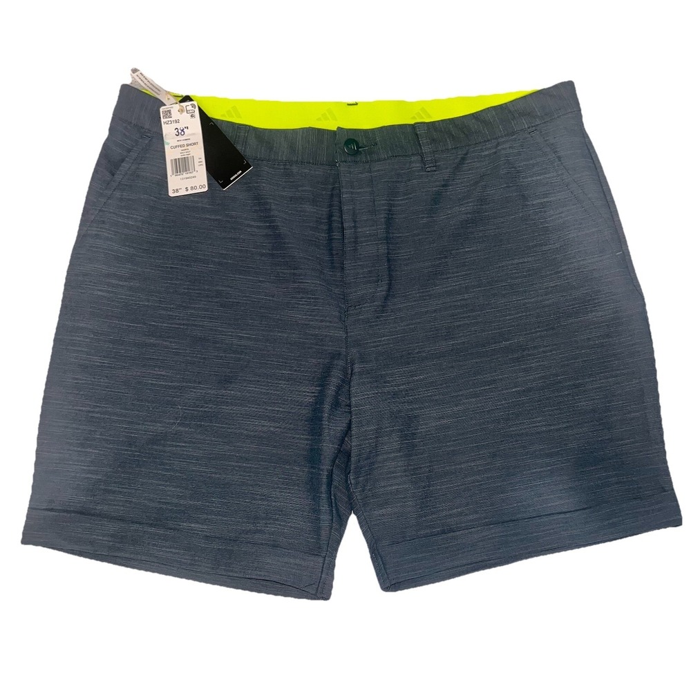 Adidas Golf Cuffed Shorts Mens Size 38 Arctic Night Blue 7" HZ3192 Striped $80